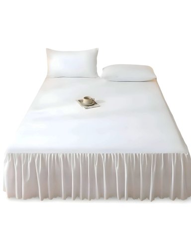 FALDON DE CAMA PARA BASE CON VOLADO 2 PLAZAS 150X200 CM BLANCO - 5