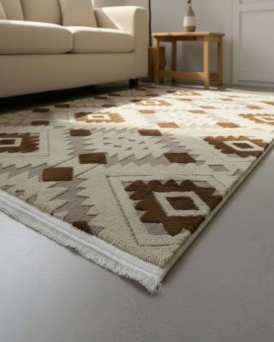 ALFOMBRA TEXTURIZADA DISEÑO JACQUARD ANTIDESLIZANTE 150X200 CM A05 - 1