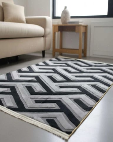 ALFOMBRA TEXTURIZADA DISEÑO JACQUARD ANTIDESLIZANTE 200X240 CM A03 - 1