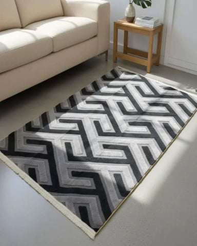 ALFOMBRA TEXTURIZADA DISEÑO JACQUARD ANTIDESLIZANTE 200X240 CM A03 - 5