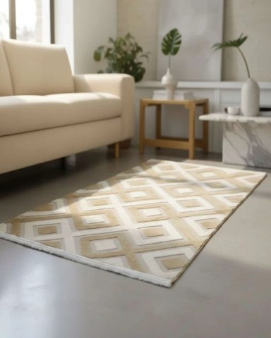 ALFOMBRA TEXTURIZADA DISEÑO JACQUARD ANTIDESLIZANTE 150X200 CM A08 - 1
