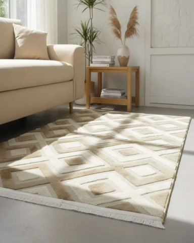 ALFOMBRA TEXTURIZADA DISEÑO JACQUARD ANTIDESLIZANTE 150X200 CM A08 - 3