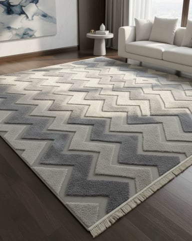 ALFOMBRA TEXTURIZADA DISEÑO JACQUARD ANTIDESLIZANTE 180X200 CM A06 - 3