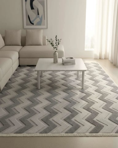 ALFOMBRA TEXTURIZADA DISEÑO JACQUARD ANTIDESLIZANTE 180X200 CM A06 - 4