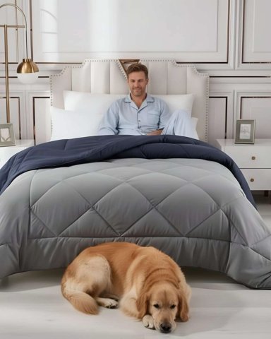 CUBRECAMA PLUMON NORDICO KING 230X250 GRIS/AZUL - 3