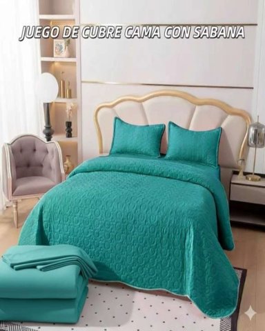 SABANA CON CUBRECAMA DE VERANO PLAZA Y MEDIA + 1 ALMOHADA - 4