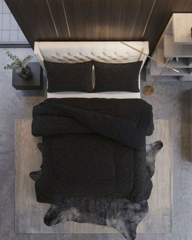 JUEGO DE CUBRECAMA SHERPA CON RELIEVE TRENZADO  KING - 5