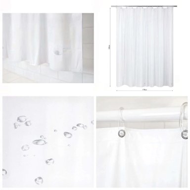 JUEGO DE BAÑO COMPLETO 5 PIEZAS CORTINA DE TELA Y FORRO DE DUCHA - 7