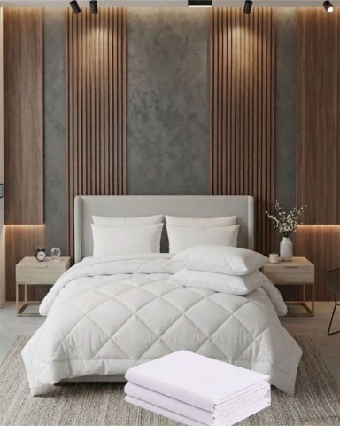 SET SABANAS MAS PLUMON NORDICO MAS 2 ALMOHADAS 2 PLAZAS BLANCO 200CM X 230 CM - 1