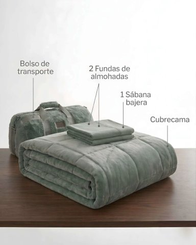 SET PLUMON CUBRECAMA NORDICO FELPA + SABANAS Y BOLSO 2 PLAZAS - 6