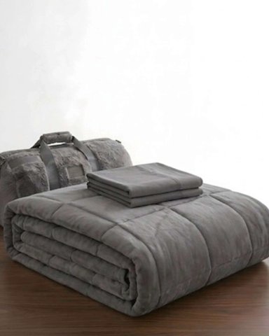 SET PLUMON CUBRECAMA NORDICO FELPA + SABANAS Y BOLSO 2 PLAZAS - 5
