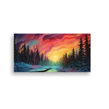 PINTURA CUADRO AURORA BOREAL NATURALEZA NÓRDICA 140X70 CM - 1