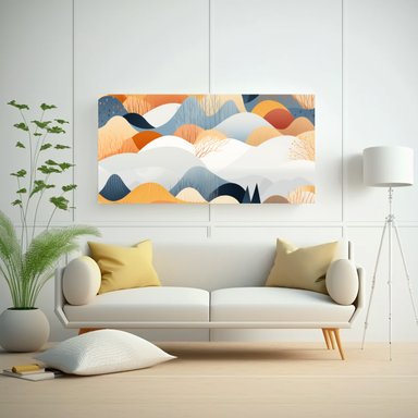 PINTURA ABSTRACTA ESCENA PAISAJÍSTICA NÓRDICA 140X70 CM - 2
