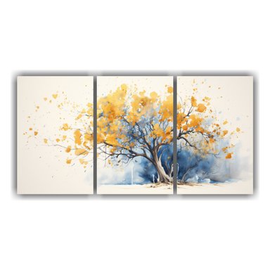 PINTURA ABSTRACTA DE ÁRBOL DE NAVIDAD EN COLORES 90X45 CM - 1