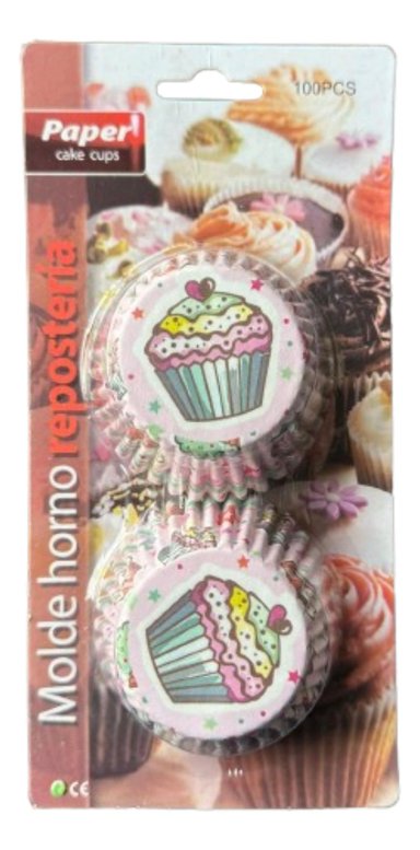 CAPSULAS CUPCAKE DISEÑO G PASTEL 100UN E110XIN52MM - 1
