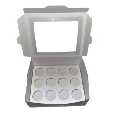CAJA CON VENTANA PARA 12 SHOT 60ML CARTULINA BLANCA - 2