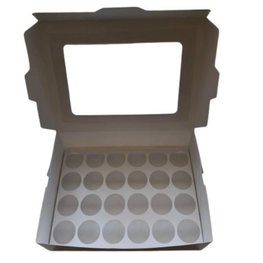 CAJA CON VENTANA PARA 24 SHOT 60ML CARTULINA BLANCA - 2