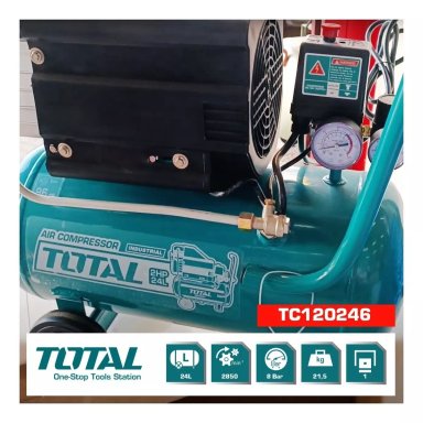COMPRESOR DE AIRE ELÉCTRICO PORTÁTIL TOTAL TC120246 24L 2HP 220V - 240V 50HZ CELESTE - 4