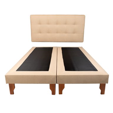 CAMA DISEÑOS VALESTRINI DOS PLAZAS LINO BEIGE - 2