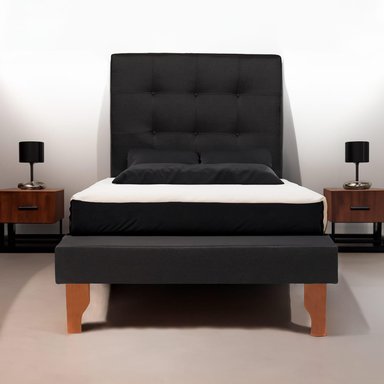 CAMA DISEÑOS VALESTRINI PLAZA Y MEDIA LINO NEGRO - 1