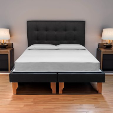 CAMA DISEÑOS VALESTRINI DOS PLAZAS LINO NEGRO - 1