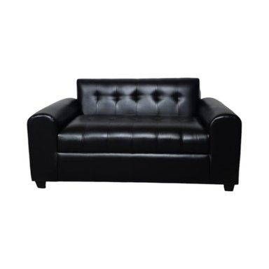 SOFA DOS CUERPOS BRAZO REDONDO ECOCUERO NEGRO - 1