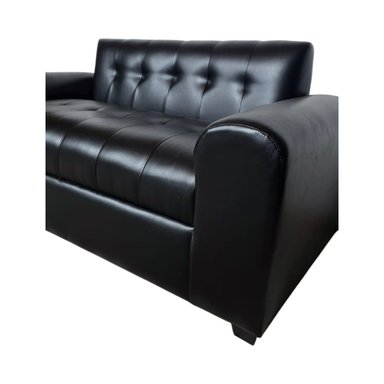 SOFA DOS CUERPOS BRAZO REDONDO ECOCUERO NEGRO - 2