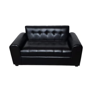 SOFA DOS CUERPOS BRAZO REDONDO ECOCUERO NEGRO - 3