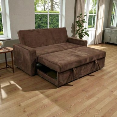 SOFA CAMA MILANO TRES POSICIONES FELPA CHOCOLATE - 1