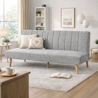 FUTON RAILAY TELA GRIS - 1