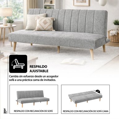 FUTON RAILAY TELA GRIS - 3