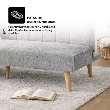 FUTON RAILAY TELA GRIS - 5