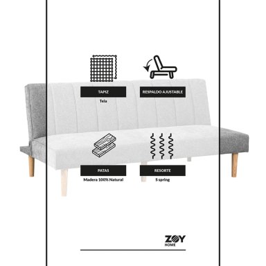FUTON RAILAY TELA GRIS - 10