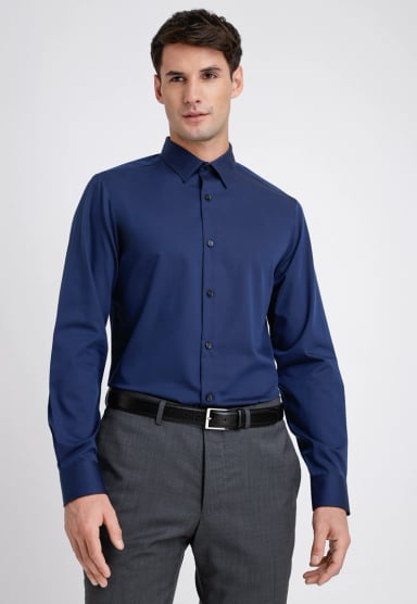 CAMISA FORMAL HOMBRE NON IRON (NO SE PLANCHA) AZUL - 1