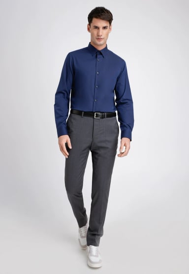 CAMISA FORMAL HOMBRE NON IRON (NO SE PLANCHA) AZUL - 4
