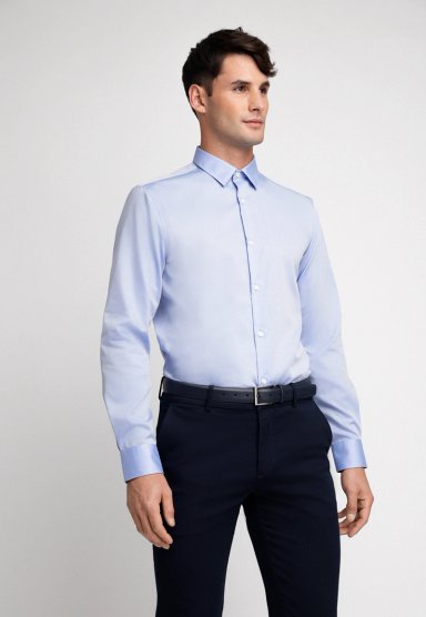 CAMISA HOMBRE FORMAL NON IRON (NO SE PLANCHA) CELESTE MEDIO - 1