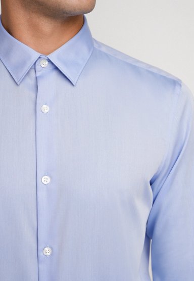 CAMISA HOMBRE FORMAL NON IRON (NO SE PLANCHA) CELESTE MEDIO - 3