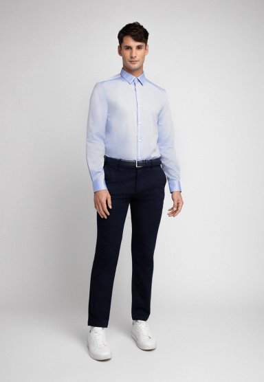 CAMISA HOMBRE FORMAL NON IRON (NO SE PLANCHA) CELESTE MEDIO - 4