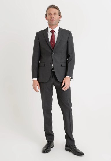 TRAJE FORMAL HOMBRE MEZCLA LANA LISO SLIM EXECUTIVE NEGRO - 1