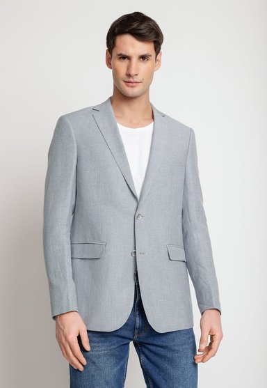 CHAQUETA HOMBRE CASUAL LINO GRIS CLARO - 1