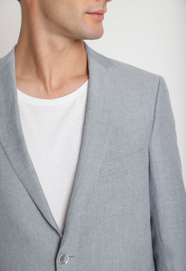 CHAQUETA HOMBRE CASUAL LINO GRIS CLARO - 3