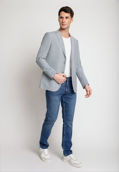 CHAQUETA HOMBRE CASUAL LINO GRIS CLARO - 4