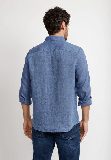 CAMISA LINO LISA AZUL - 2