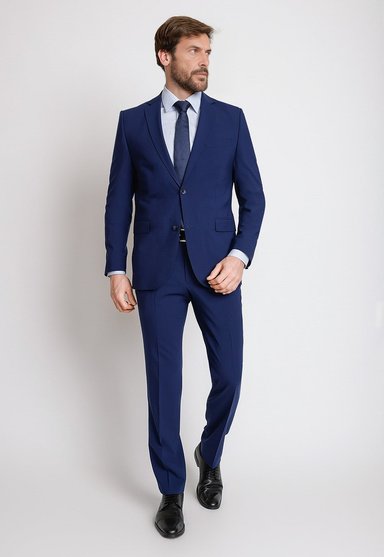 TRAJE FORMAL LANA SLIM HOMBRE TRIAL AZUL VERCELLI VIRGEN FANTASÍA - 1