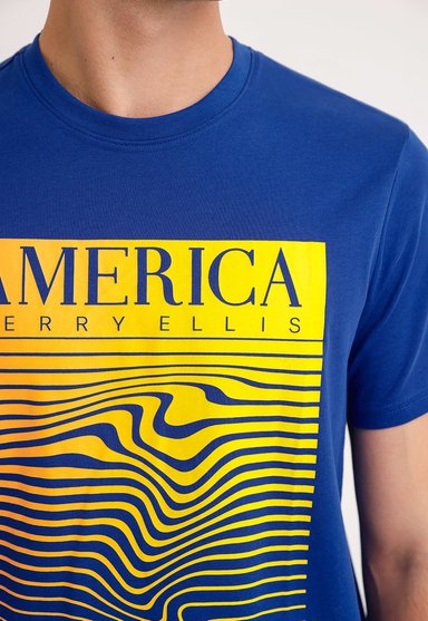 POLERA MANGA CORTA ALGODÓN HOMBRE PERRY ELLIS AZUL ESTAMPADO INO - 3
