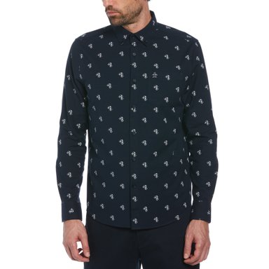 CAMISA ALGODÓN HOMBRE ORIGINAL PENGUIN AZUL MARINO ESTAMPADO NAVY - 1