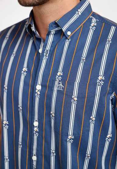 CAMISA ALGODÓN HOMBRE ORIGINAL PENGUIN AZUL ESTAMPADO - 3