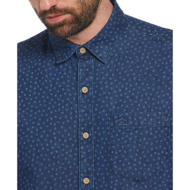 CAMISA ALGODÓN HOMBRE ORIGINAL PENGUIN AZUL MARINO ESTAMPADO NAVY - 3