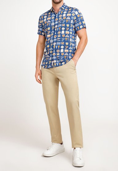 CAMISA HOMBRE ORIGINAL PENGUIN AZUL LENZING TM ECOVERO ESTAMPADO - 3