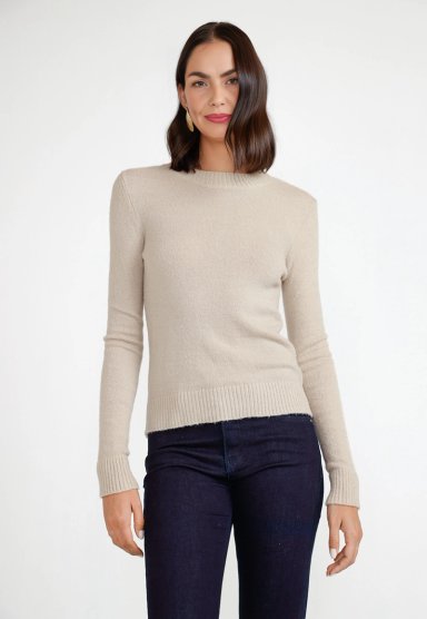 SWEATER MUJER ACRILICO BEIGE - 1